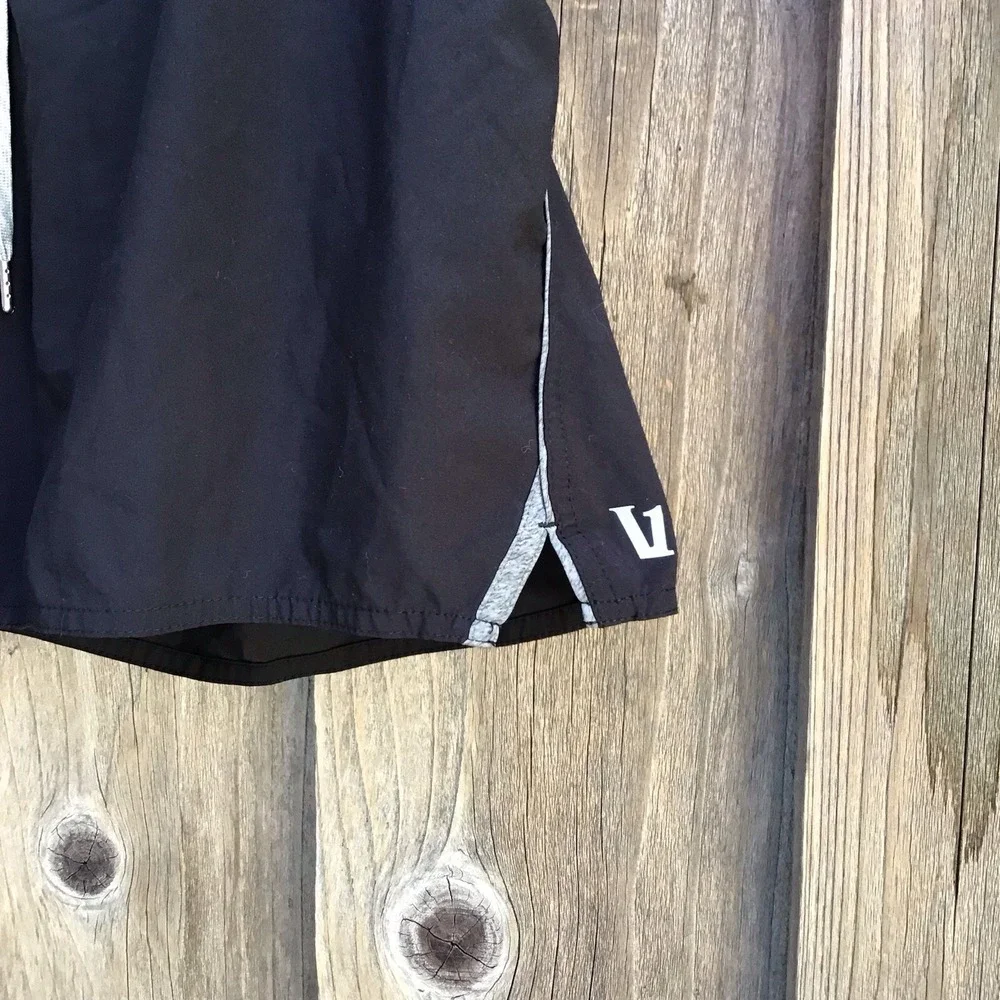 Vuori Black Athletic Shorts with Light Gray Drawstring